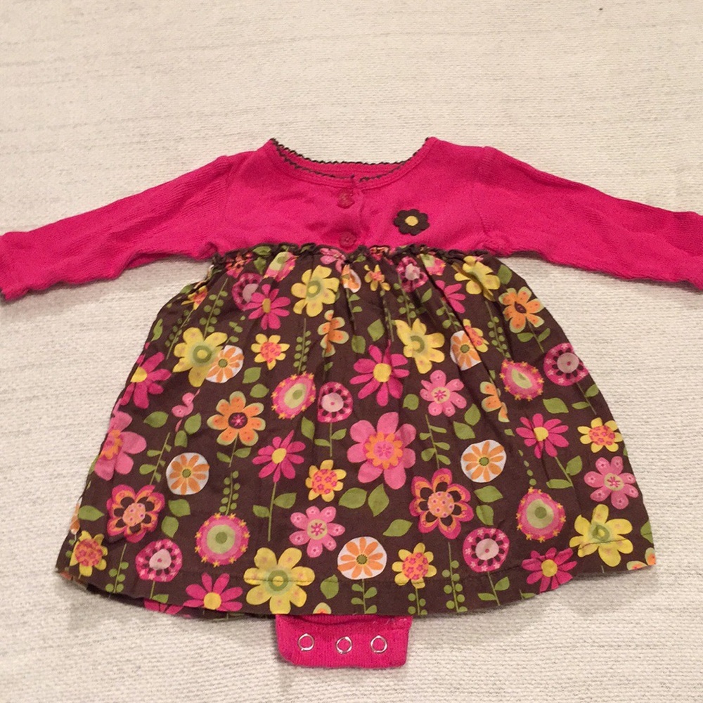 Carter's pink long sleeve floral fall dress